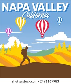 napa valley california con hermosas vistas y globos aerostáticos