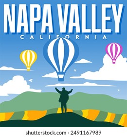 Napa Valley Kalifornien mit schöner Aussicht und Heißluftballons