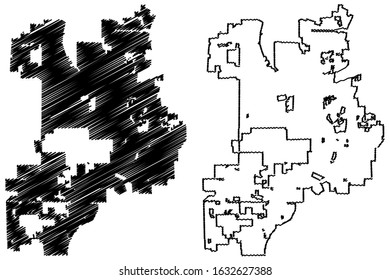 Naperville City, Illinois (United States cities, United States of America, usa city) map vector illustration, scribble sketch City of Naperville map