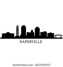 Naperville Illinois City Minimalist skyline silhouette.