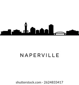 Naperville Illinois Skyline Silhouette with Cityscape.