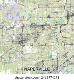 Naperville, Illinois, United States map poster art