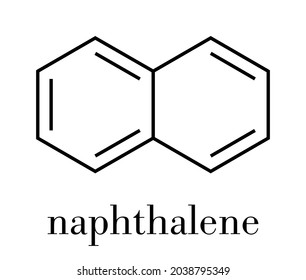 Naphthalene aromatic hydrocarbon molecule. Used as mothball ingredient. Skeletal formula.