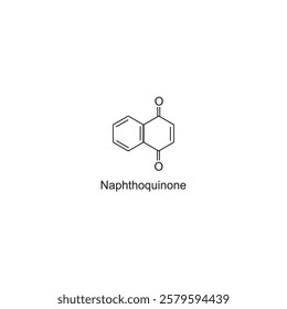 Naphthoquinone skeletal structure.Quinone compound schematic illustration. Simple diagram, chemical structure.