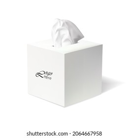 Napkin box isolated on white background. Realistic vector, 3d illustraton