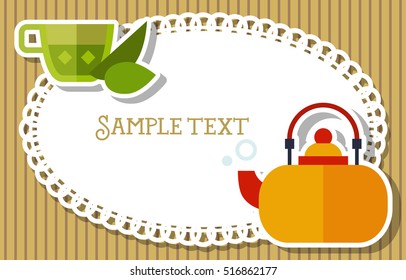 Napkin Frame, Cup, Mint and Teapot