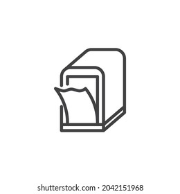 Icono de la línea del soporte de la servilleta. signo de estilo lineal para concepto móvil y diseño web. Icono vectorial del contorno de la servilleta de papel. Símbolo, ilustración del logotipo. Gráficos vectoriales