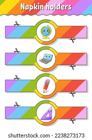 Napkin holders. Paper template. Table decor for birthday, wedding, party. Vector illustration.