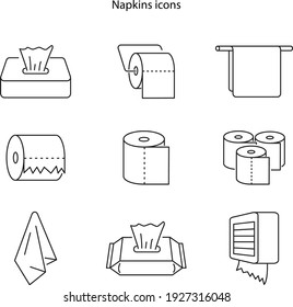 Napkin icons. Tissue paper box icon. Wipes icons. Vector. UI icon. Neumorphic UI UX white user interface web button.