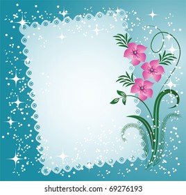 Napkin with lacy edges with flowers, stars and a place for text or photo