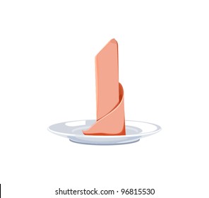 napkin on a plate on a white background