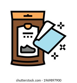 napkin package for shoe care color icon vector. napkin package for shoe care sign. isolated symbol illustration