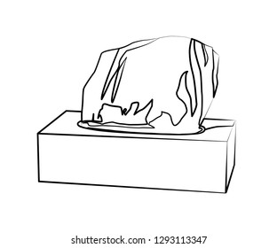 Napkin paper box contour vector illustration