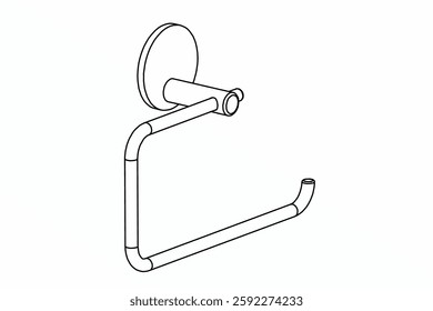 Napkin Ring, striped turkish towel hanging and toilet paper on a ring hook bathroom fittings vector illustrator