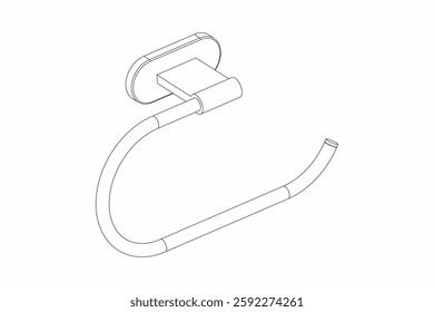 Napkin Ring, striped turkish towel hanging and toilet paper on a ring hook bathroom fittings vector illustrator