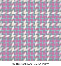 Napkin seamless textile background, textured plaid pattern check. Chequered tartan vector fabric texture in pastel and pink colors palette.