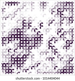 Napkin texture design on white. Composite overlay of checkered pattern and floral four-petal elements. Colored Vector for paper packaging, textile design, covers