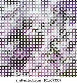 Napkin texture design on white. Composite overlay of checkered pattern and floral four-petal elements. Colored Vector for paper packaging, textile design, covers