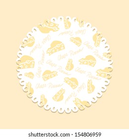Napkin vector background with hand-drawn "Cheese Pizza" text