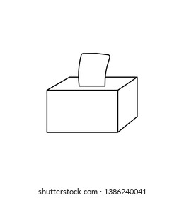 Napkins in the box, cutlery, Vector line Icon. Mobile concept and web design