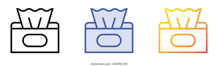 napkins icon. Linear, Blue Fill and Gradient Style Design Isolated On White Background