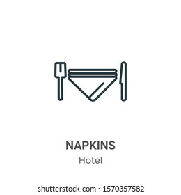 Napkins outline vector icon. Thin line black napkins icon, flat vector simple element illustration from editable restaurant concept isolated on white background