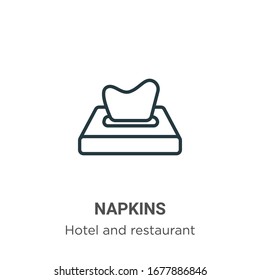Napkins outline vector icon. Thin line black napkins icon, flat vector simple element illustration from editable hotel and restaurant concept isolated stroke on white background