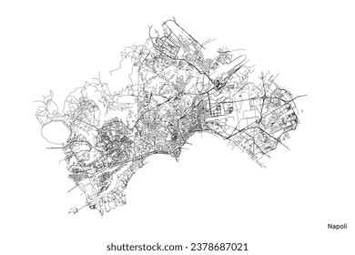 Stadtplan von Neapel mit Straßen und Straßen, Italien. Vektorgrafik.