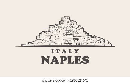Naples cityscape sketch hand drawn ,italy vector illustration
