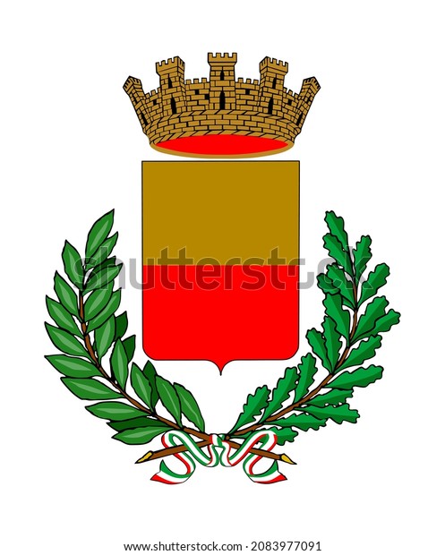 Naples coat of arms vector illustration isolated on\
white background. Naples seal, emblem. Symbol of Italy town flag,\
Napoli. Europe city\
sign.