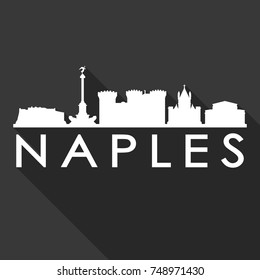 Naples Flat Icon Skyline Silhouette Design City Vector Art Famous Buildings.