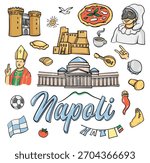 Naples Icons and Traditions. Vector Illustration