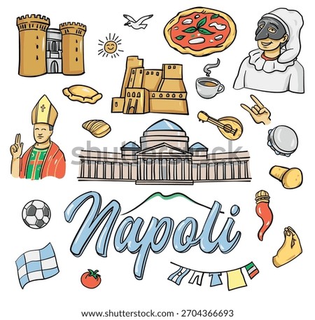 Naples Icons and Traditions. Vector Illustration