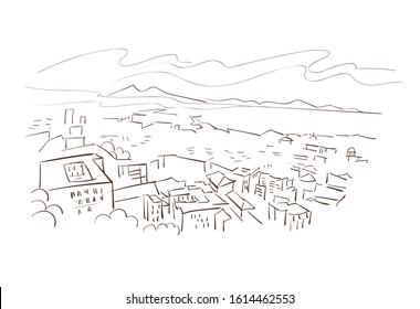 Naples Italy Europe vector sketch city illustration line art