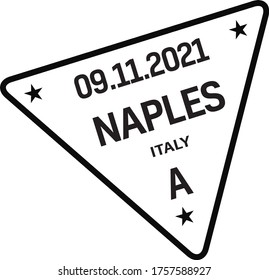 NAPLES, sello de entrega de correo ITALIA aislado en fondo blanco. Serie de carteles de rehenes.