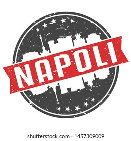 Naples Italy Round Travel Stamp. Icon Skyline City Design. Seal Tourism Ribbon vector Illustration.