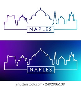 Naples, Italy skyline. Colorful linear style. Single line. Editable vector file.