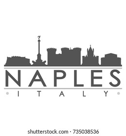 Naples Italy Skyline Silhouette Design City Vector Art Famous Buildings.