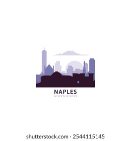 Naples logo with skyline, cityscape retro vector icon. Italy city horizon, facade, travel logotype