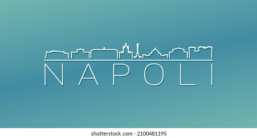 Naples, Metropolitan City of Naples, Italy Skyline Linear Design. Flat City Illustration Minimal Clip Art. Background Gradient Travel Vector Icon.