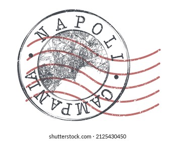 Naples, Metropolitan City of Naples, Italy Stamp Map Postal. Silhouette Seal Roads and Streets. Passport Round Design. Vector Icon. Design Retro Travel National Symbol.