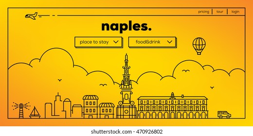 Naples Modern Web Banner Design with Vector Linear Skyline