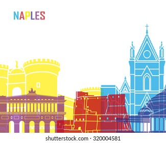 Naples skyline pop in editable vector file