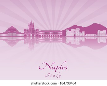 Naples skyline in purple radiant orchid in editable vector file