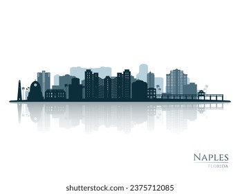 Skyline Silhouette von Neapel mit Reflexion. Landschaft Neapel, Florida. Vektorgrafik.