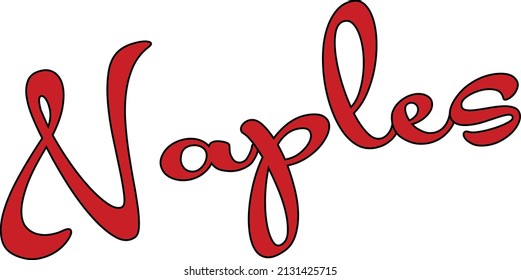 Naples text sign illustration on white background