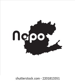 Napo map and black lettering design on white background
