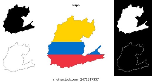 Napo province outline map set
