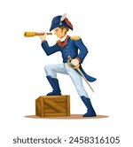 Napoleon Bonaparte With Binocular Figure Character Illustration Vector