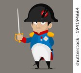 Napoleon Bonaparte cartoon character holds sword